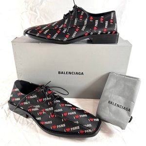BALENCIAGA I Love Paris Men's Black Canvas Laces Up Marked as 42 9US